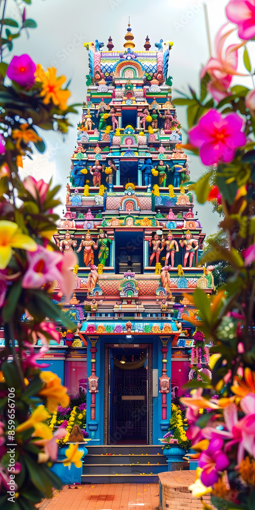 Fototapeta premium Templo Hindu Tradicional em Cores Vibrantes