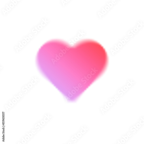 Pink heart with gradient and blur effect, Y2K shape. Love element with abstract lines and aura. Aesthetic design for poster and sticker. Flat vector illustration isolated on white background.
