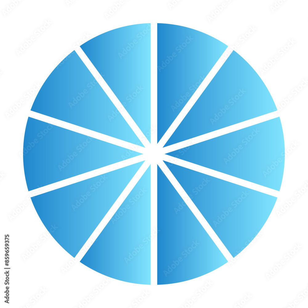 blue Pie chart with different segments in a circular diagram. wheel graph divided into parts and sections. Flat vector illustration isolated on white background. blue Pie chart with different segments in a circular diagram. wheel graph divided into parts and sections. Flat vector illustration isolated on white background.