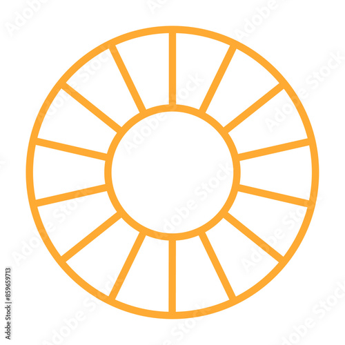 Pie chart with different segments in a circular diagram. wheel graph divided into parts and sections. Flat vector illustration isolated on white background.