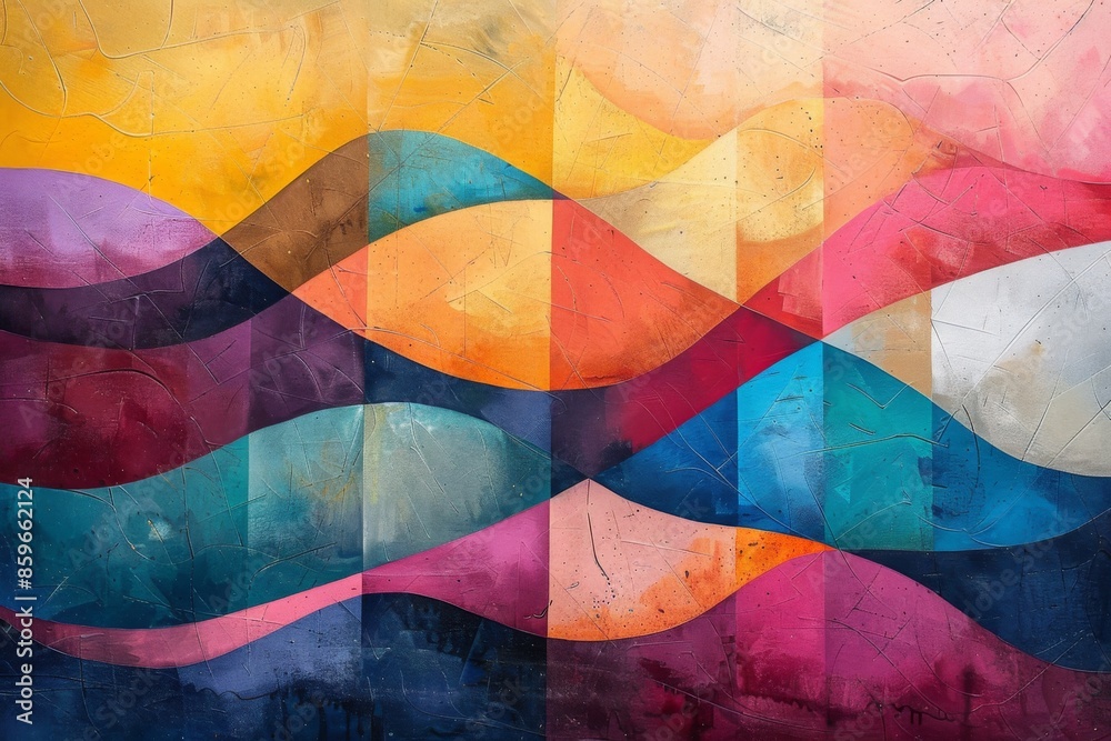 Abstract Colorful Waves Art
