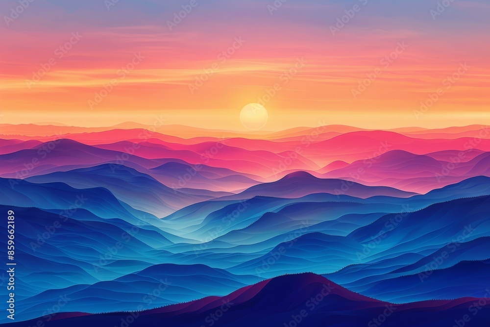 Vibrant Sunset Over Colorful Mountains Vibrant Sunset Over Colorful Mountains