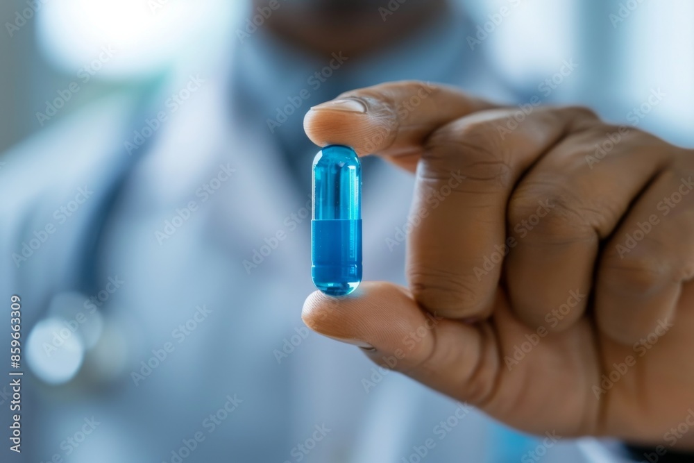 Healthcare Professional Holding Blue Pill