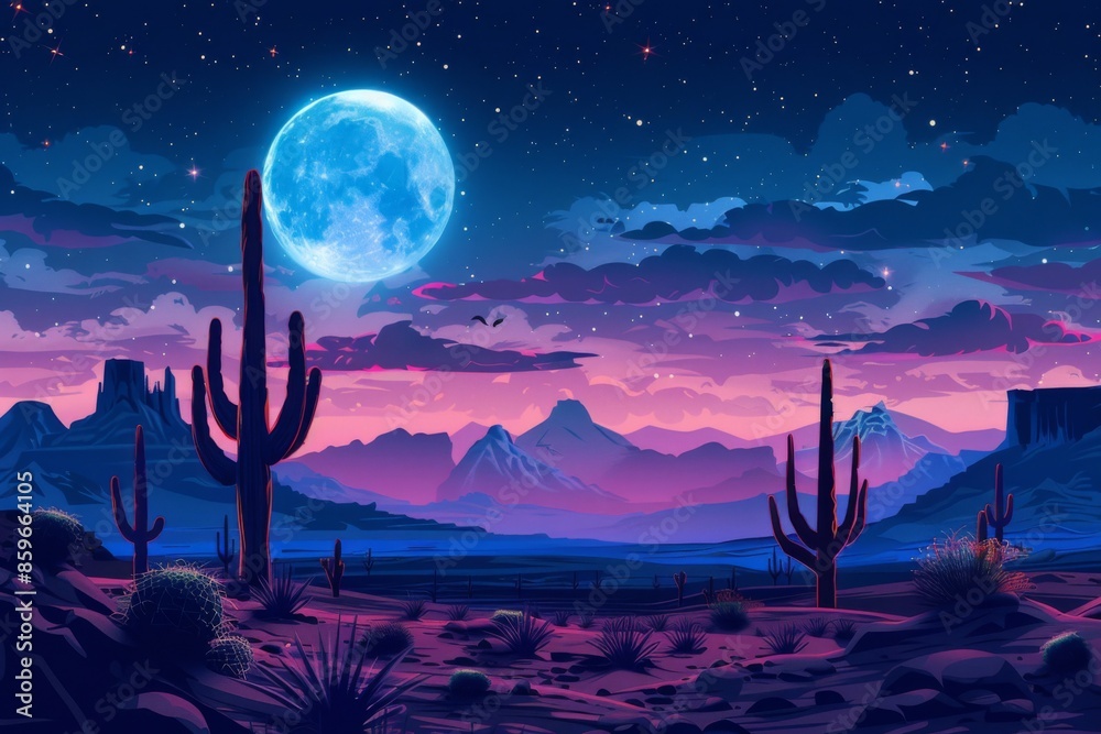 Desert Moonlit Landscape