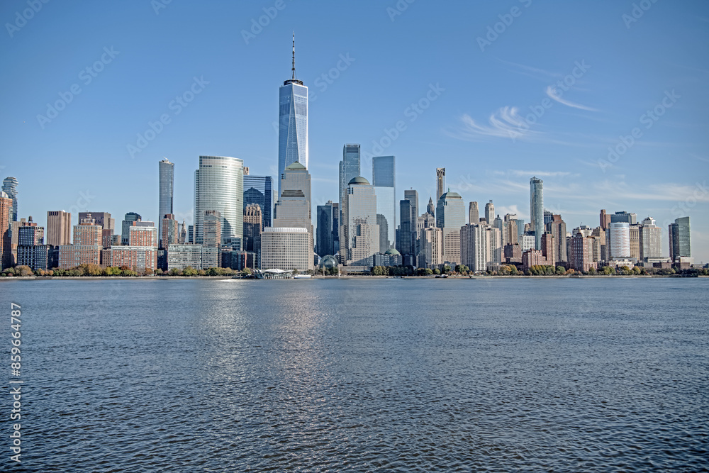 Obraz premium New York city, United States. New York city skyline in Midtown Manhattan. USA, NYC, NY, Manhattan. American big city. Lower Manhattan skyline. New York from Jersey city. I love New York.