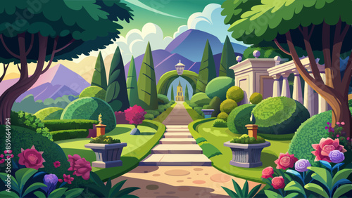 an-elegant-gardenscape-landscape-frame-featuring