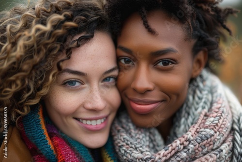 Close-Up of Two Smiling Women Outdoors © Sandu