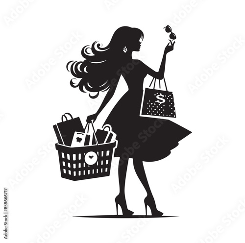 Shopping Girl style illustration silhouette 