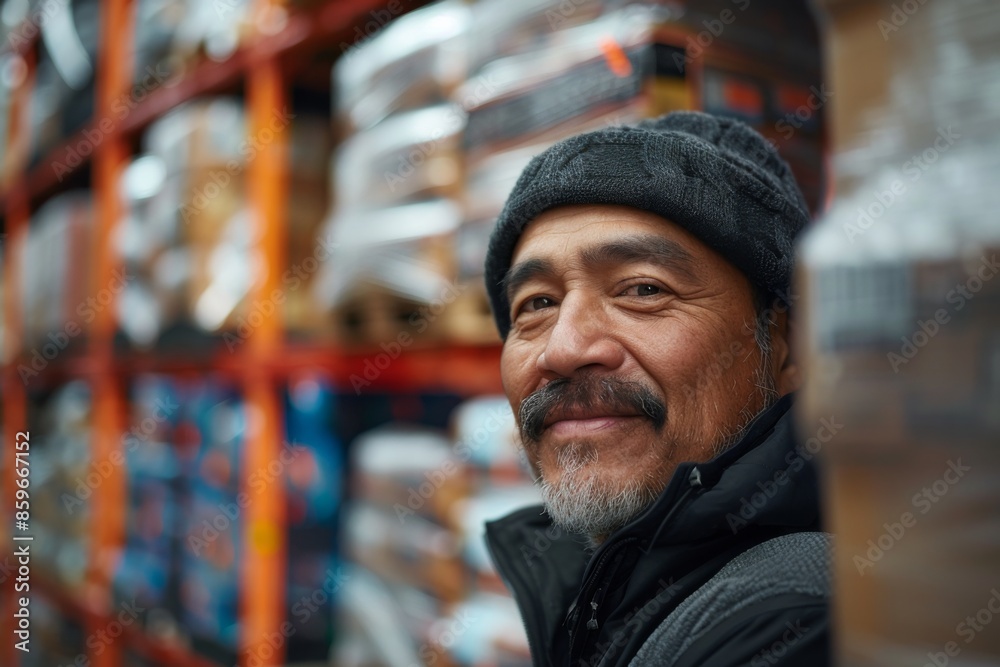 Man in Warehouse Smiling Man in Warehouse Smiling