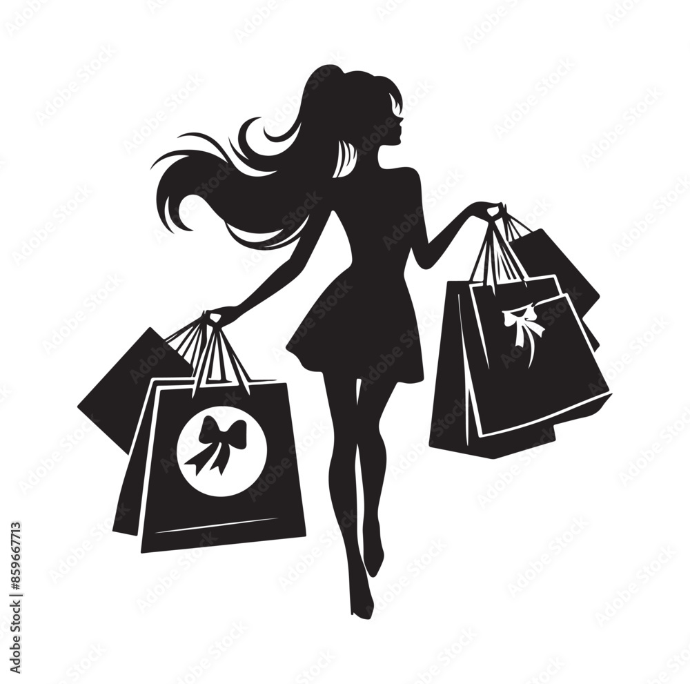 Shopping Girl style illustration silhouette Shopping Girl style illustration silhouette