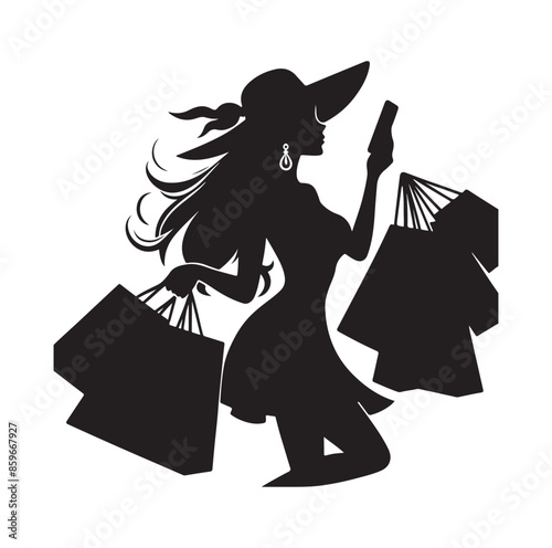 Shopping Girl style illustration silhouette 