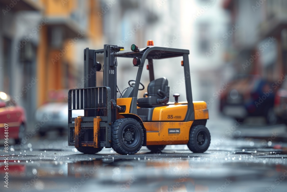 Forklift in Urban Alleyway