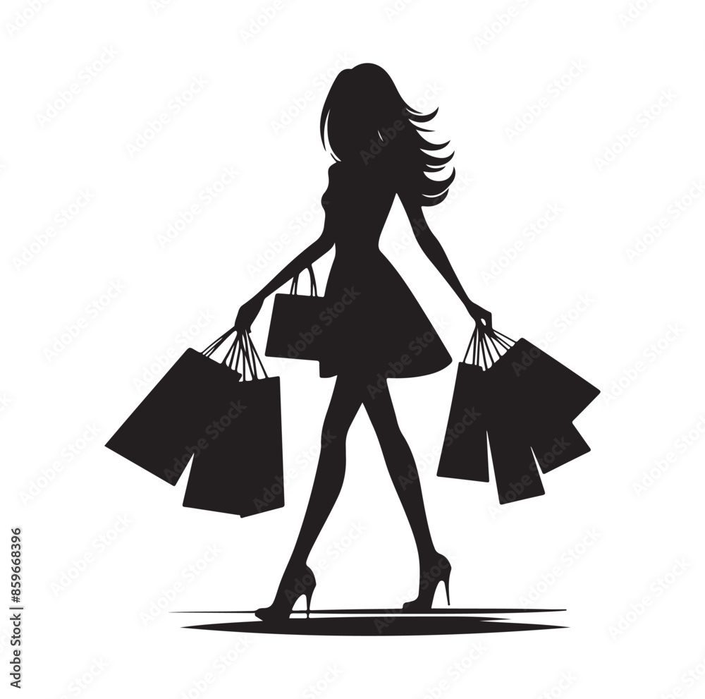 Shopping Girl style illustration silhouette Shopping Girl style illustration silhouette