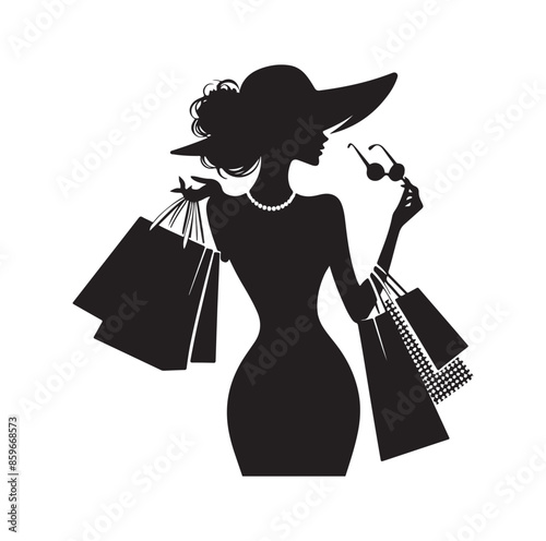 Shopping Girl style illustration silhouette 