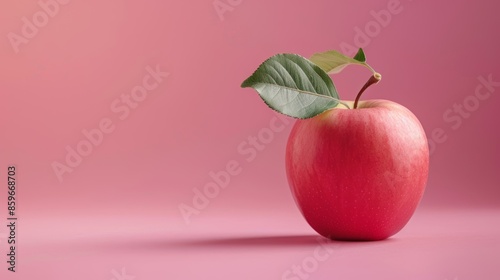 Fresh red apple on a pink background.