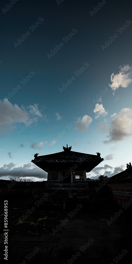 Fototapeta premium Silhueta do Templo ao Pôr do Sol