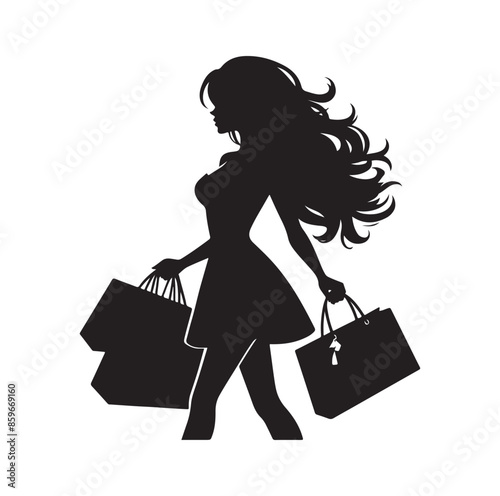 Shopping Girl style illustration silhouette 