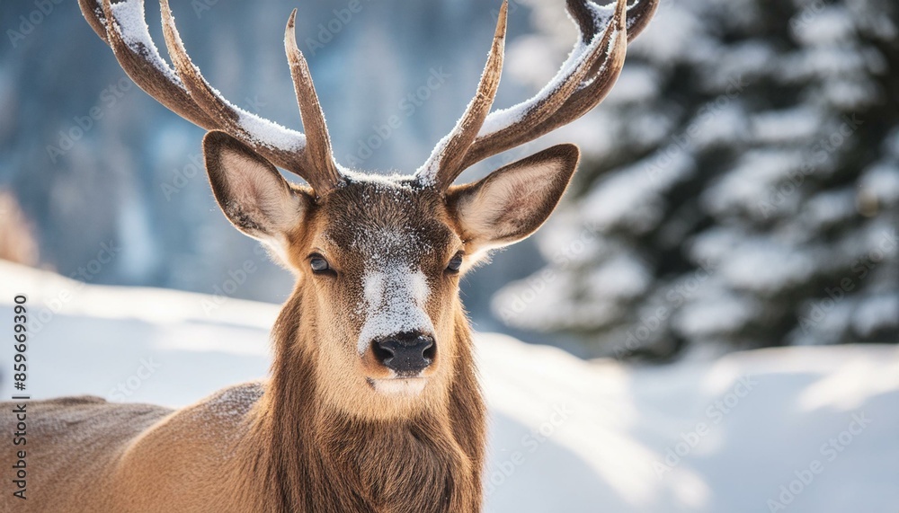 Fototapeta premium Deer in the forest winter time