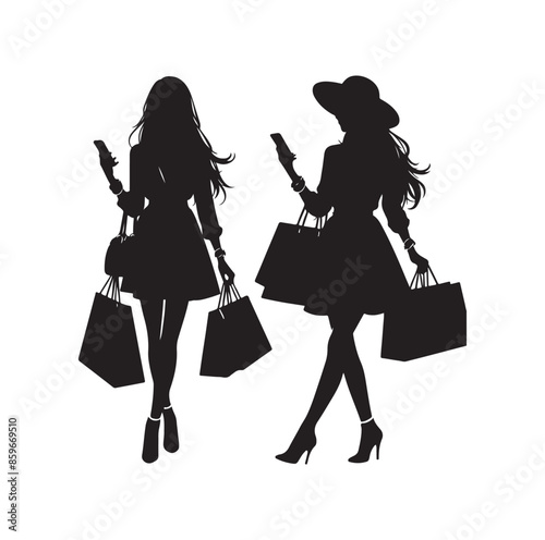 Shopping Girl style illustration silhouette 