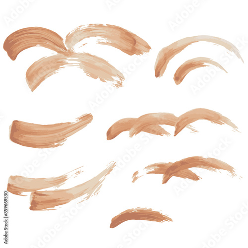 シンプルな筆跡の水彩テクスチャー素材　ベクター