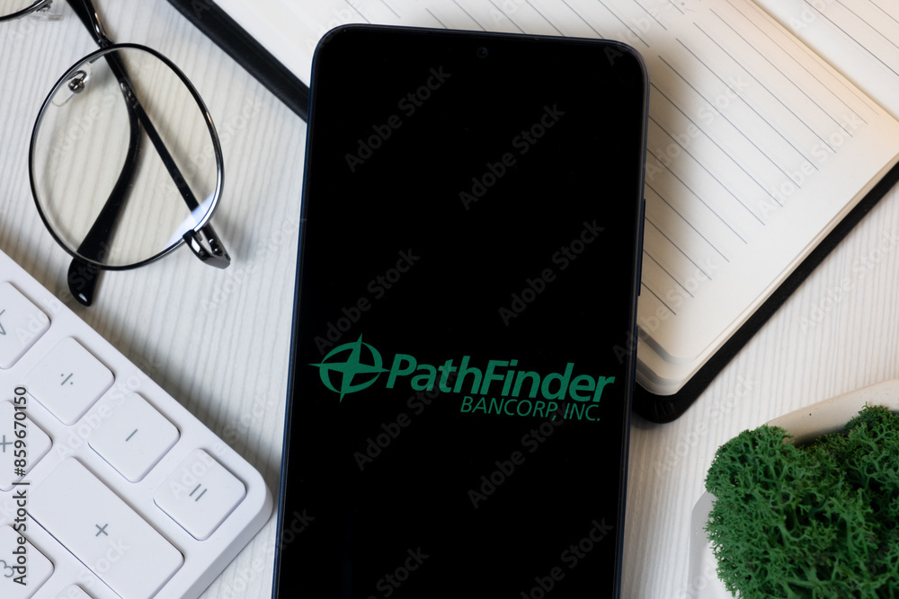 New York, USA 1 June 2024 Pathfinder Bank Logo on Phone Screen