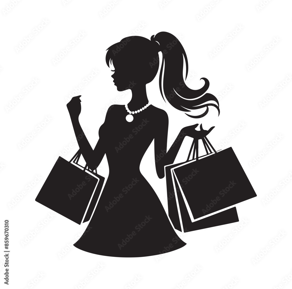 Shopping Girl style illustration silhouette Shopping Girl style illustration silhouette
