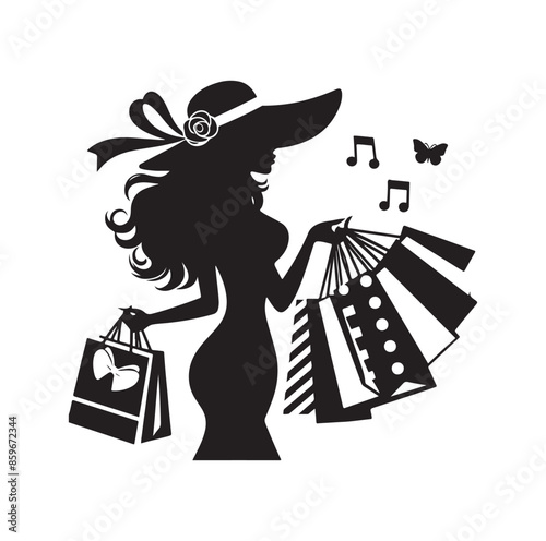 Shopping Girl style illustration silhouette 