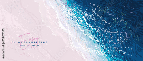 Vector summer beach aerial view illustration for background template 
