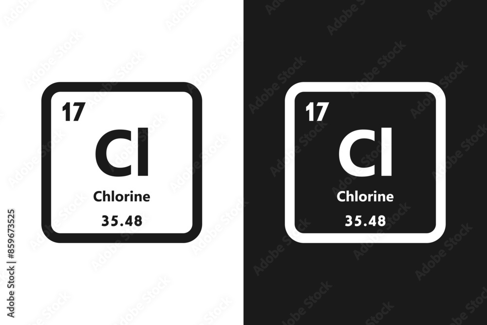 Chlorine, Cl, chemical periodic element icon. The chemical element of the periodic table. Sign with atomic number. Chlorine element Chlorine, Cl, chemical periodic element icon. The chemical element of the periodic table. Sign with atomic number. Chlorine element