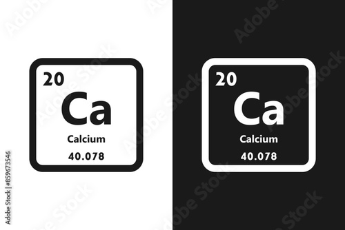 Calcium, Ca, chemical periodic element icon. The chemical element of the periodic table. Sign with atomic number. Calcium element