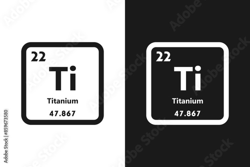 Titanium, Ti, chemical periodic element icon. The chemical element of the periodic table. Sign with atomic number. Titanium element