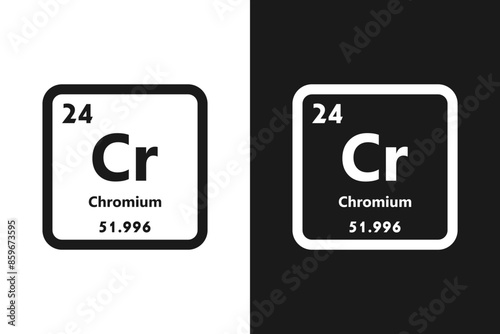 Chromium, Cr, chemical periodic element icon. The chemical element of the periodic table. Sign with atomic number. Chromium element