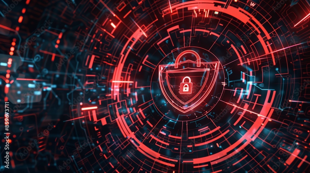 The image features a digital security lock icon with a futuristic design, set against a backdrop of abstract digital patterns and shapes. The image features a digital security lock icon with a futuristic design, set against a backdrop of abstract digital patterns and shapes.