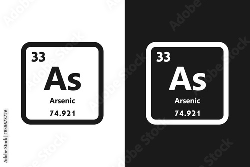 Arsenic, As, chemical periodic element icon. The chemical element of the periodic table. Sign with atomic number. Arsenic element