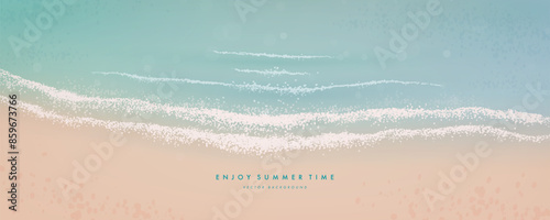 Vector summer beach aerial view illustration for background template 