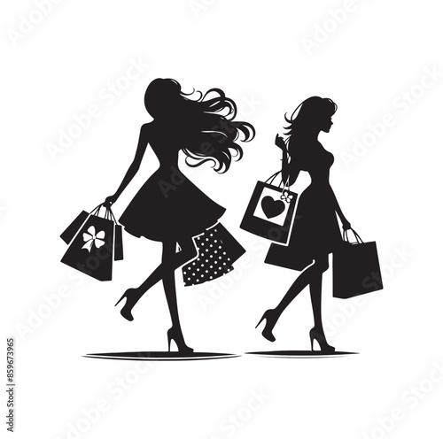 Shopping Girl style illustration silhouette 