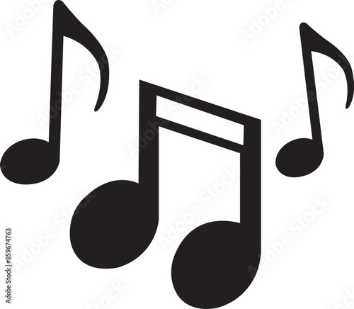 Music clip art design on plain white transparent isolated background for sign, decal, card, shirt, hoodie, sweatshirt, apparel, tag, mug, icon, poster or badge photo