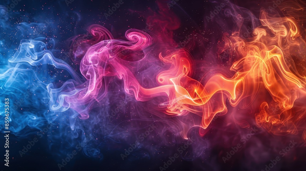 A striking piece of abstract art featuring colorful swirls of smoke in shades of blue, pink, and orange, evoking a dynamic and mesmerizing visual experience. A striking piece of abstract art featuring colorful swirls of smoke in shades of blue, pink, and orange, evoking a dynamic and mesmerizing visual experience.