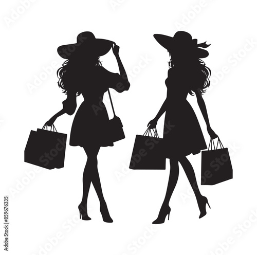 Shopping Girl style illustration silhouette 