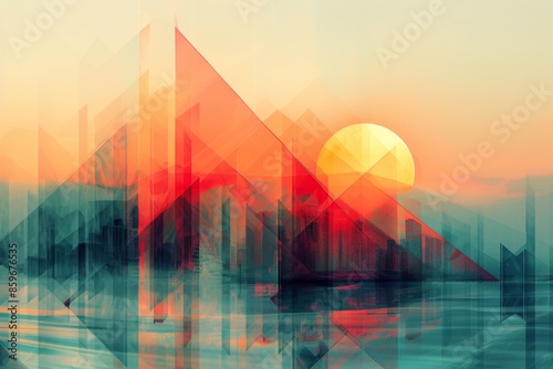 Abstract Cityscape at Sunset