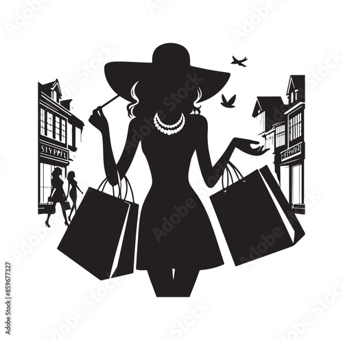 Shopping Girl style illustration silhouette 