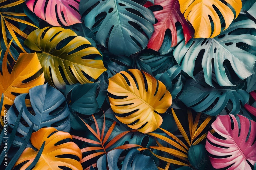 Colorful tropical monstera leaves Colorful tropical monstera leaves
