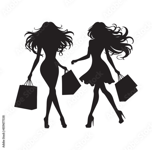 Shopping Girl style illustration silhouette 