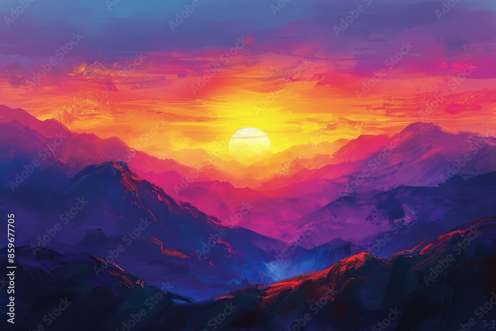 Vibrant Sunset Over Majestic Mountains Vibrant Sunset Over Majestic Mountains