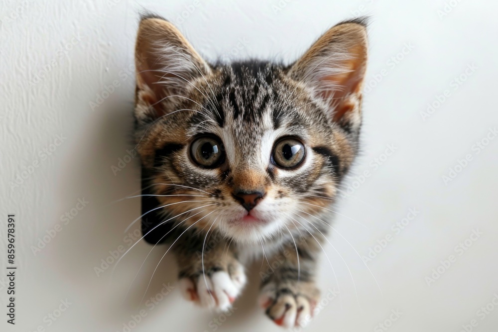 Cute Kitten Poking Through Hole in Wall Cute Kitten Poking Through Hole in Wall