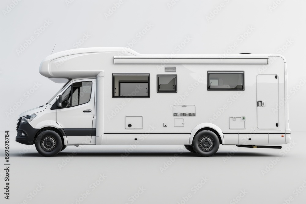 Motorhome white parked in simple background Motorhome white parked in simple background