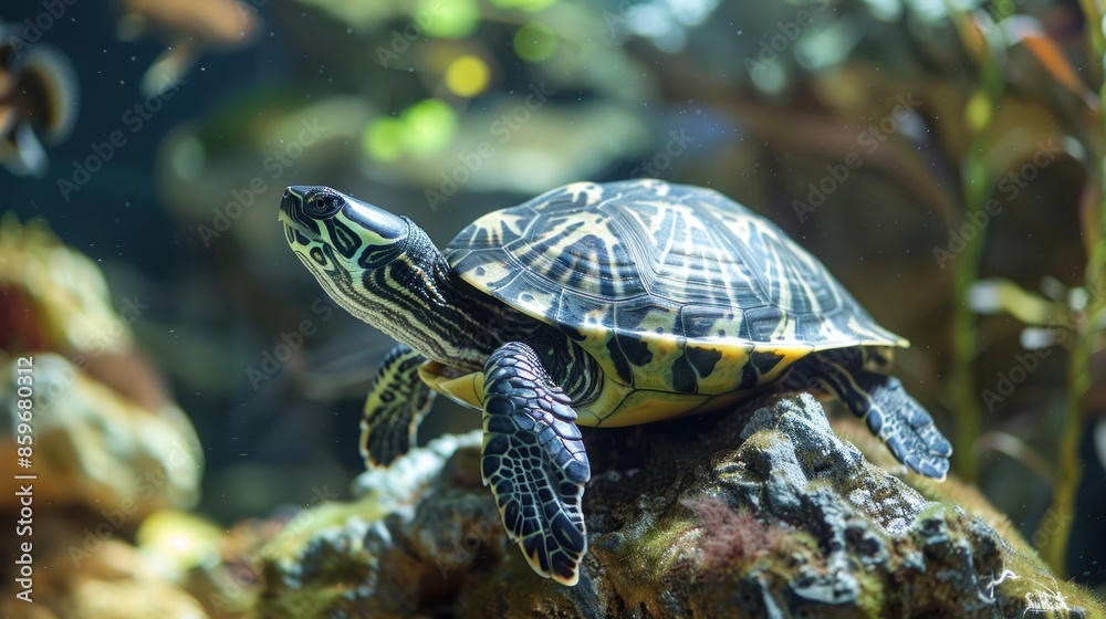 Close-Up of a Turtle Resting on a Rock Close-Up of a Turtle Resting on a Rock
