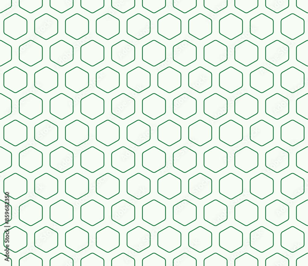 Hexagonal pattern background. Green color on matching background. Rounded hexagons mosaic cells with padding. Hexagonal shapes. Seamless pattern. Tileable vector illustration. Hexagonal pattern background. Green color on matching background. Rounded hexagons mosaic cells with padding. Hexagonal shapes. Seamless pattern. Tileable vector illustration.