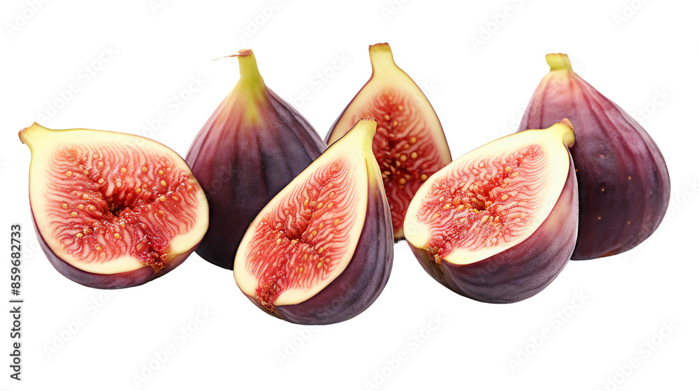 Freshly Sliced Fig, Organic and Sweet Fruit Isolated on Transparent Background. Perfect for Healthy Diet Concepts and Culinary Designs. Freshly Sliced Fig, Organic and Sweet Fruit Isolated on Transparent Background. Perfect for Healthy Diet Concepts and Culinary Designs.
