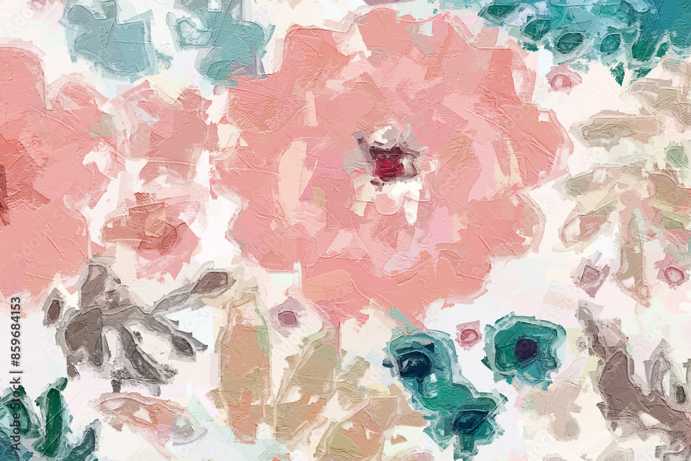 Fototapeta premium Oil paintings and various flowers, lotus leaves, lotus flowers, fish, mandarin ducks, cats, dogs, chrysanthemums, all beautiful